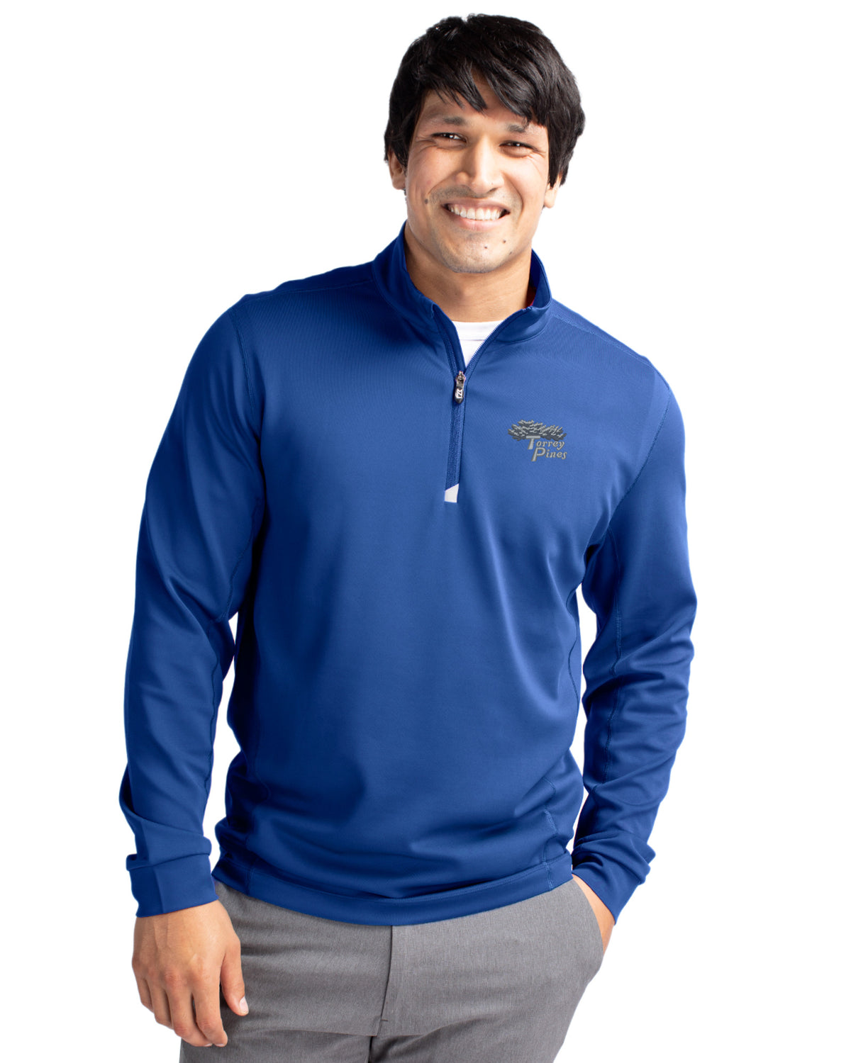 Torrey Pines Cutter & Buck Traverse Recycled Smooth Stretch Mens Quarter Zip Pullover - MCK00067-35492
