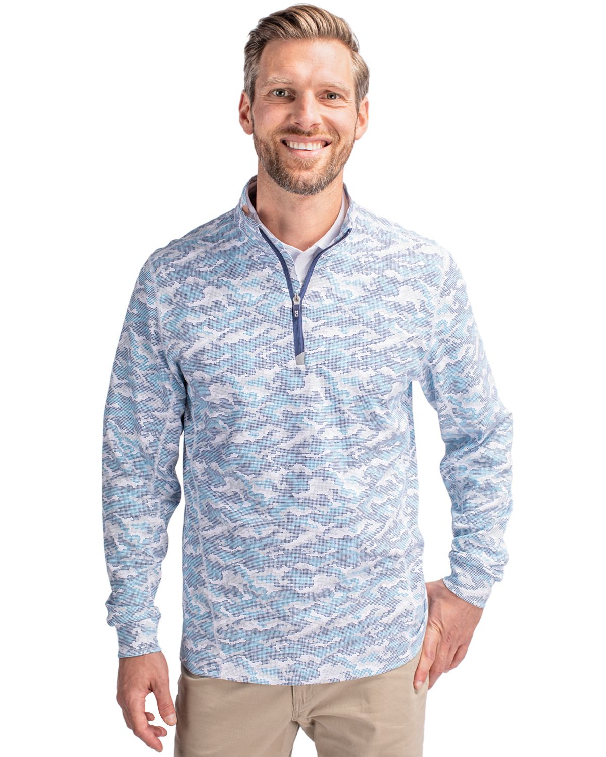 Cutter & Buck Traverse Recycled SmoothStretchMensCamo Quarter Zip Pullover - MCK01081