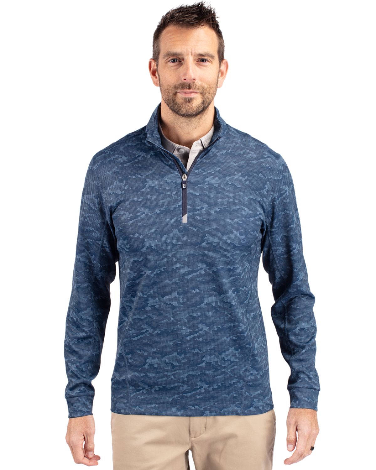 Cutter & Buck Traverse Recycled SmoothStretchMensBig & Tall Camo Quarter Zip Pullover