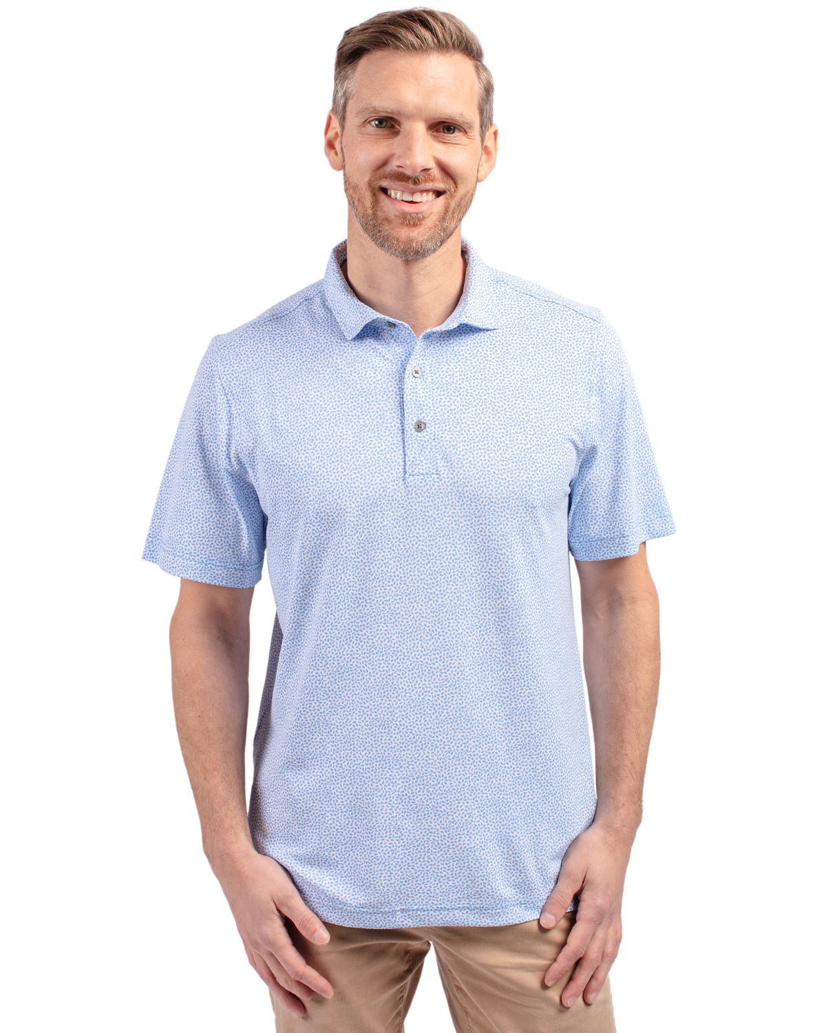 Cutter & Buck Virtue Recycled Botanical Print Featherlight Pique Mens  Polo - MCK01161