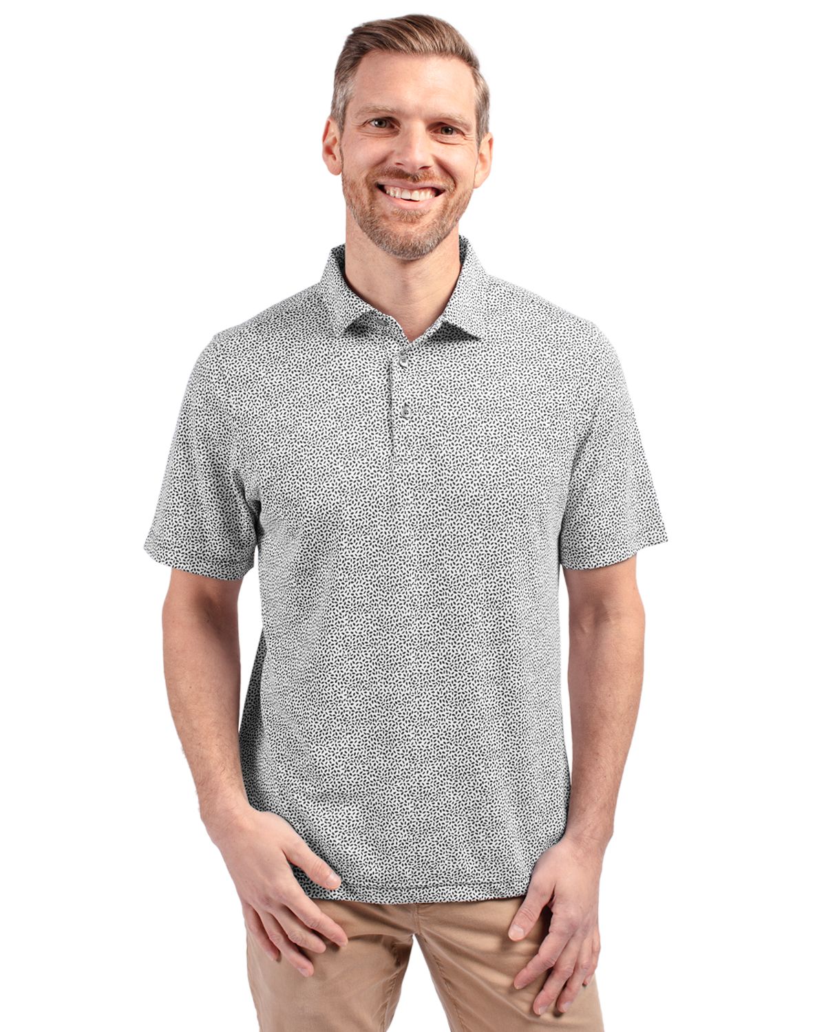 Cutter & Buck Virtue Recycled Botanical Print Featherlight Pique Mens  Polo - MCK01161