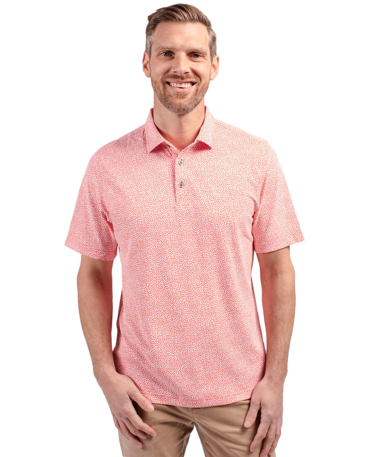 Cutter & Buck Virtue Recycled Botanical Print Featherlight Pique Mens  Polo - MCK01161