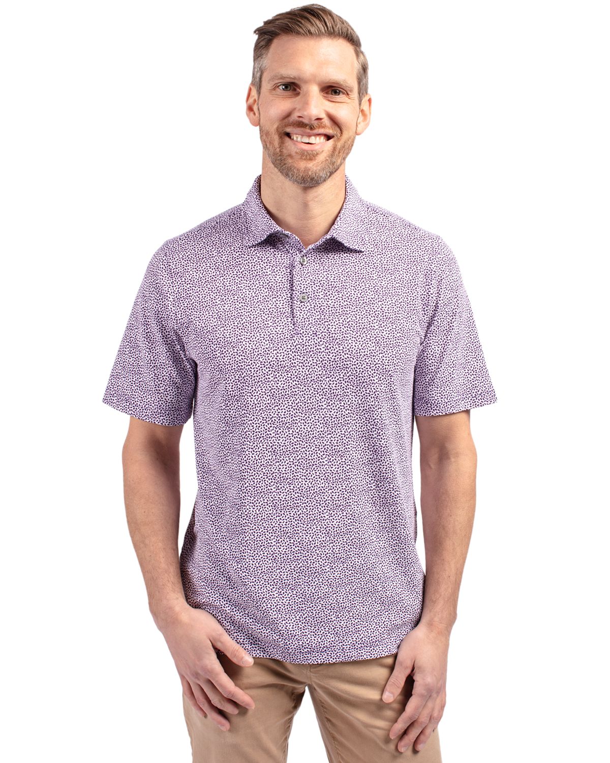 Cutter & Buck Virtue Recycled Botanical Print Featherlight Pique Mens  Polo - MCK01161