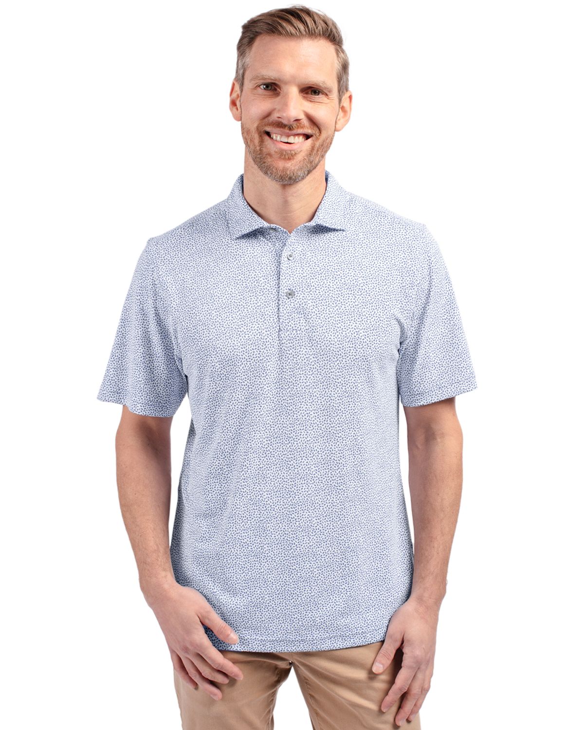 Cutter & Buck Virtue Recycled Botanical Print Featherlight Pique Mens  Polo - MCK01161