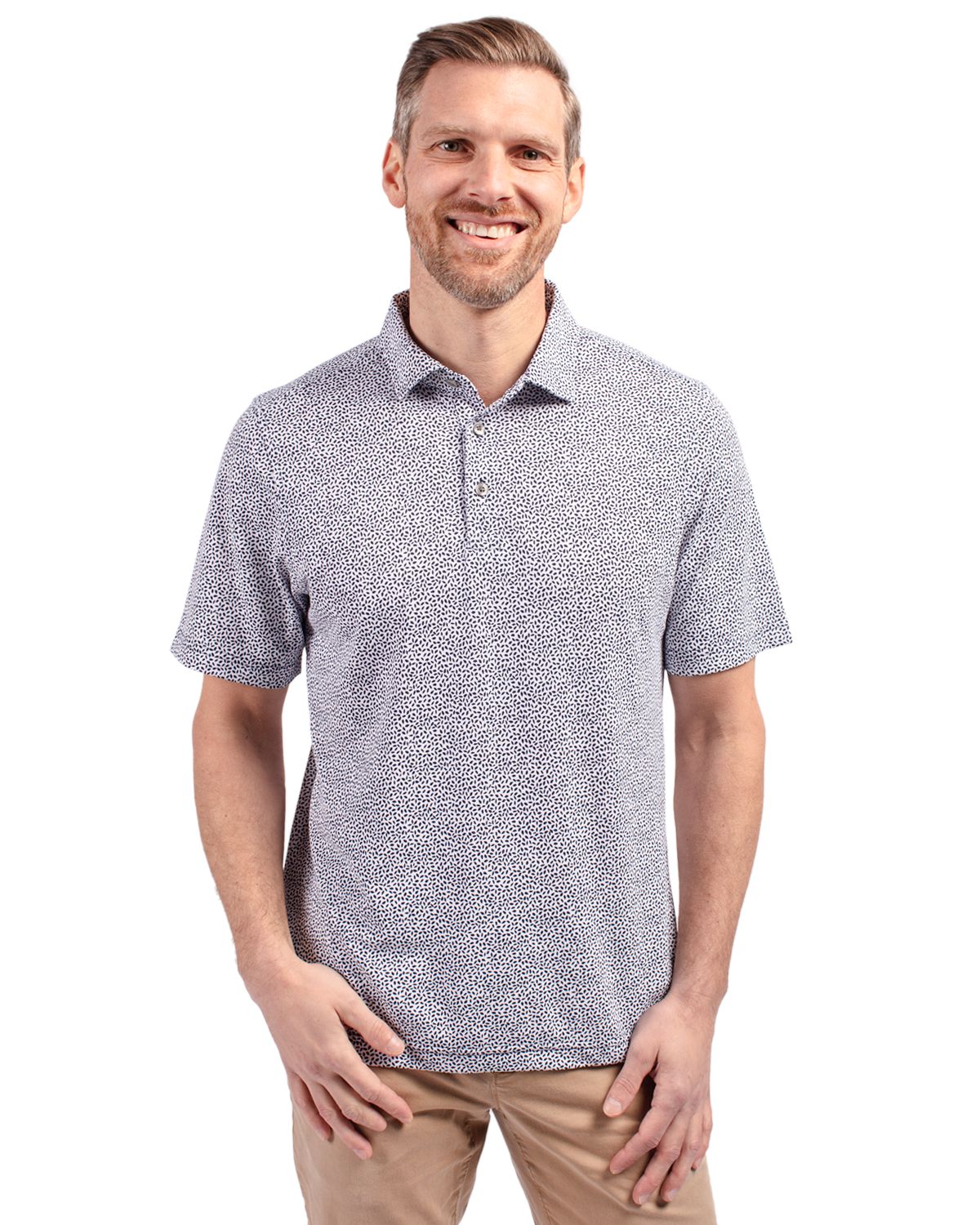 Cutter & Buck Virtue Recycled Botanical Print Featherlight Pique Mens  Polo - MCK01161