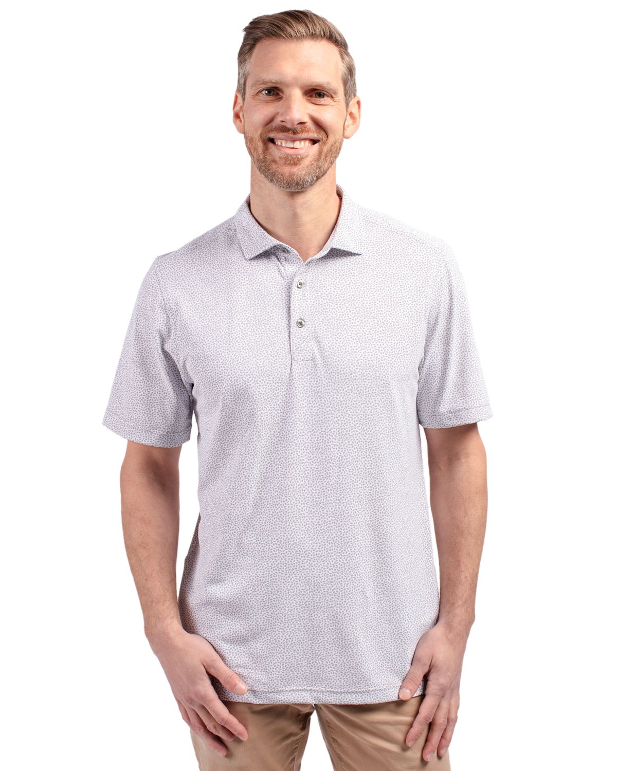 Cutter & Buck Virtue Recycled Botanical Print Featherlight Pique Mens  Polo - MCK01161