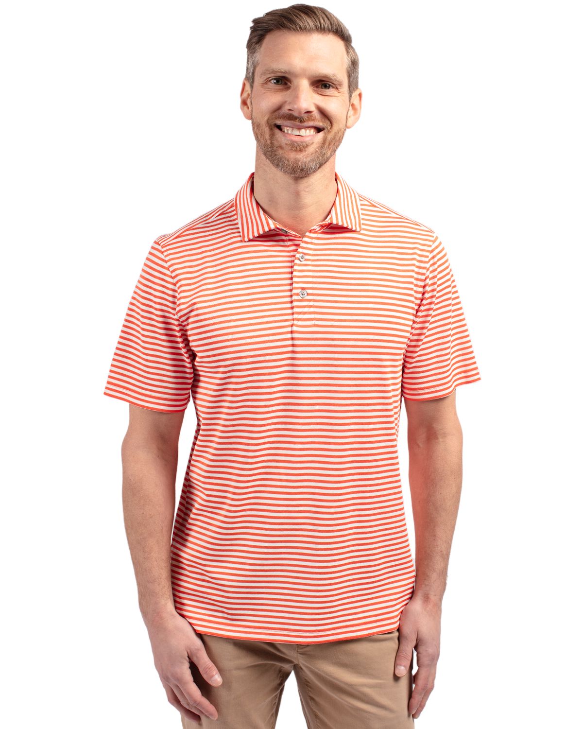 Cutter & Buck Virtue Recycled Stripe Featherlight Pique Mens Polo - MCK01168