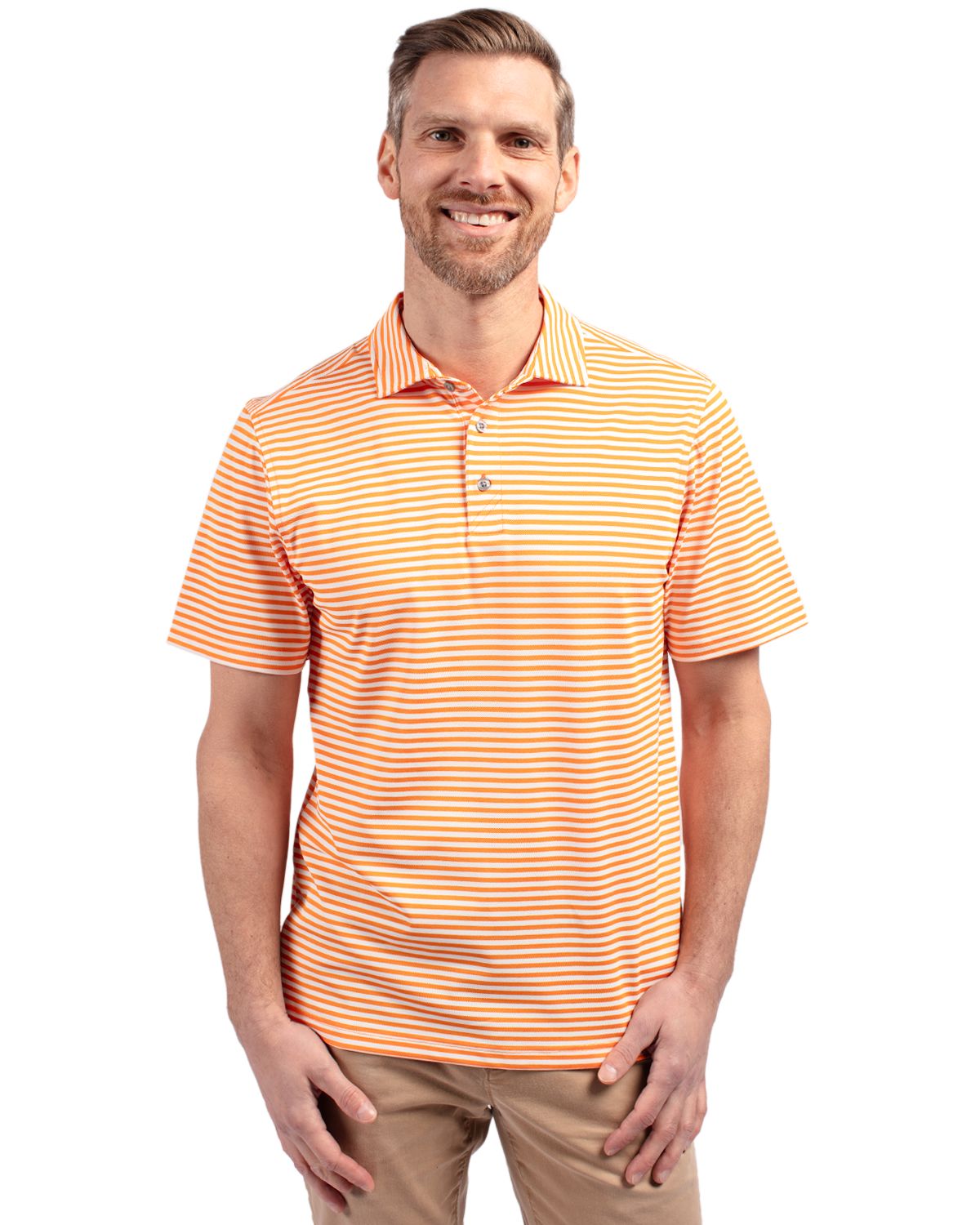 Cutter & Buck Virtue Recycled Stripe Featherlight Pique Mens Polo - MCK01168