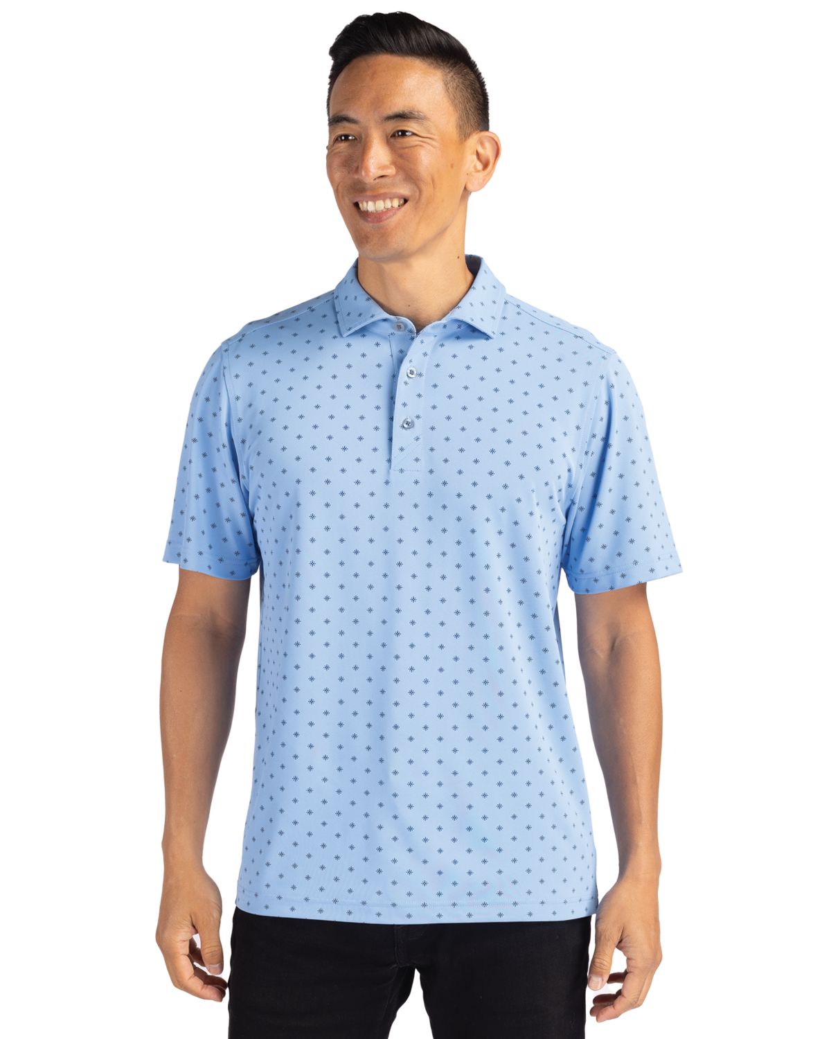 Cutter & Buck Virtue Recycled Tile Print Featherlight Pique Mens  Polo - MCK01170
