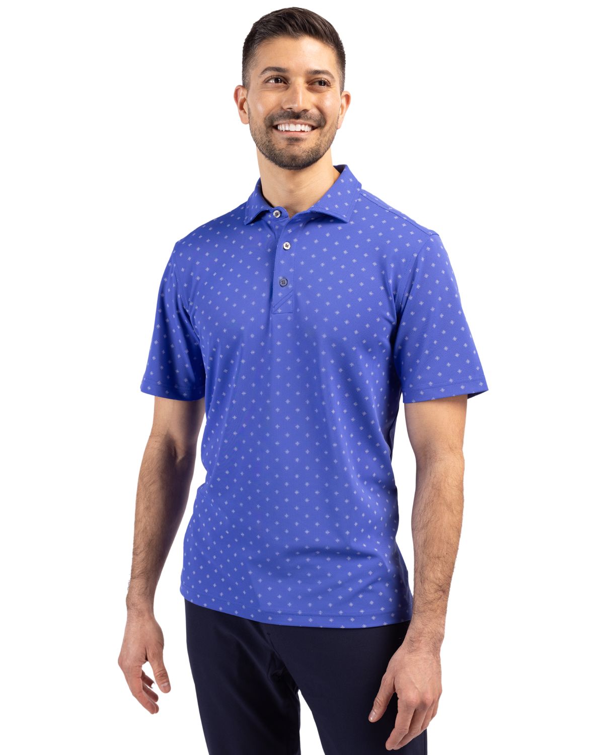 Cutter & Buck Virtue Recycled Tile Print Featherlight Pique Mens  Polo - MCK01170