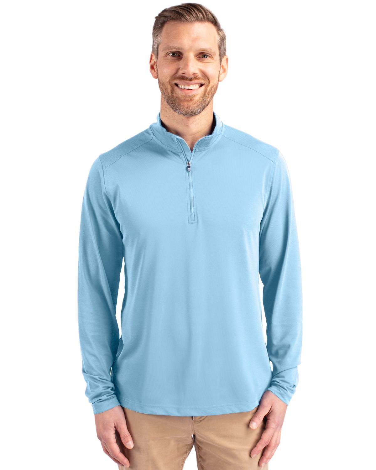 Cutter & Buck Virtue Recycled Featherlight Pique Mens Quarter Zip Pullover - MCK01187