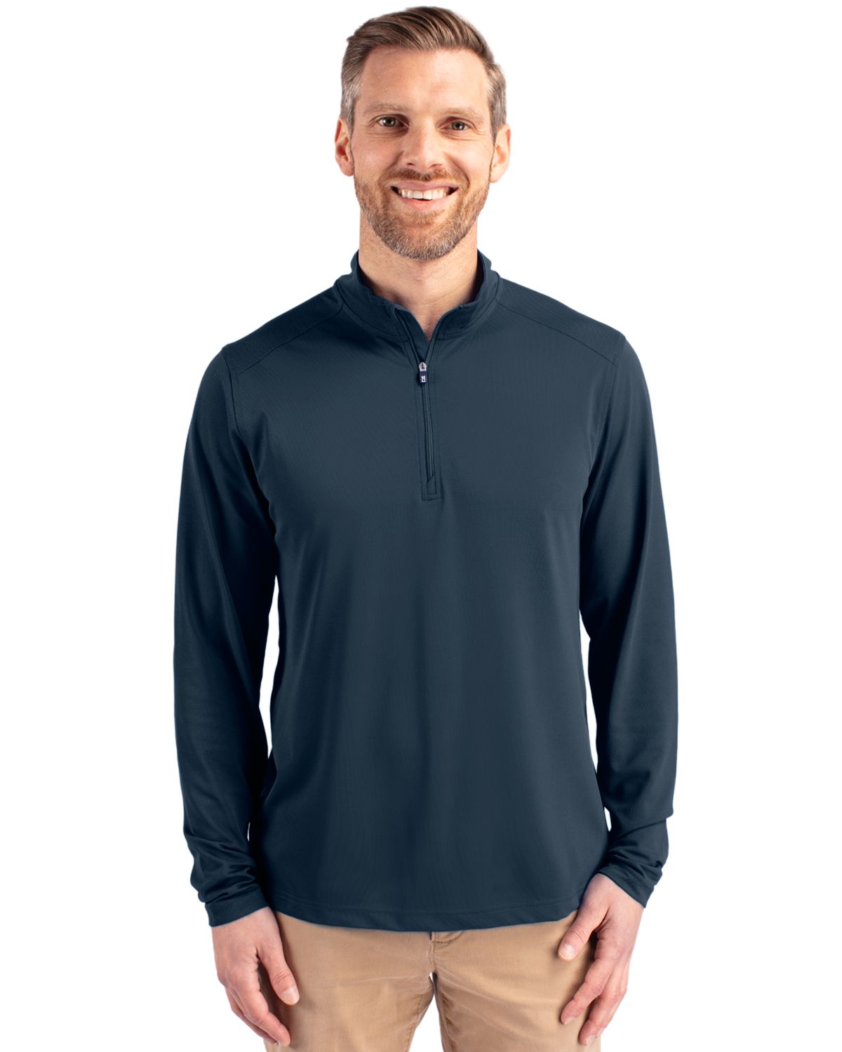 Cutter & Buck Virtue Recycled Featherlight Pique Mens Quarter Zip Pullover - MCK01187