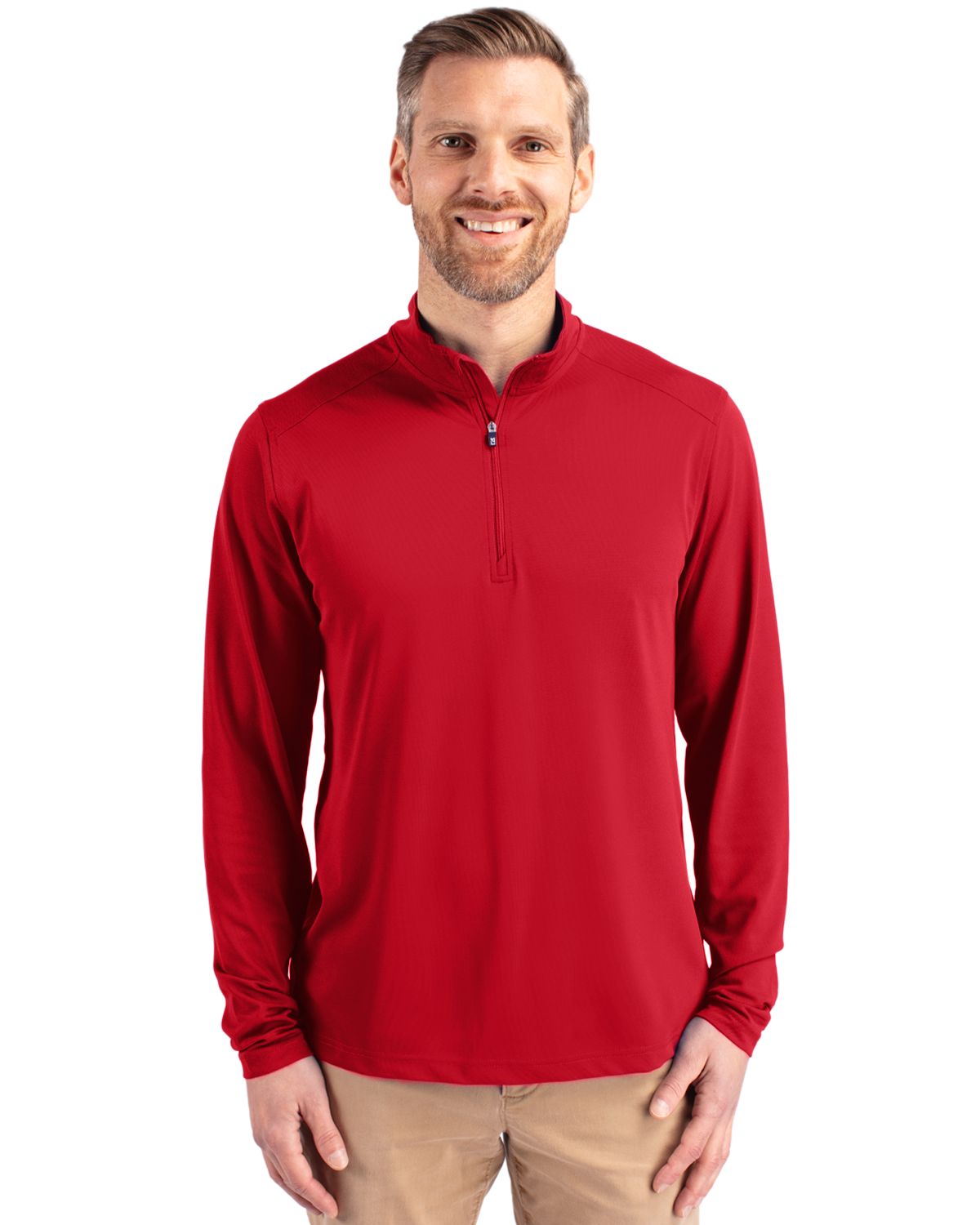 Cutter & Buck Virtue Recycled Featherlight Pique Mens Quarter Zip Pullover - MCK01187