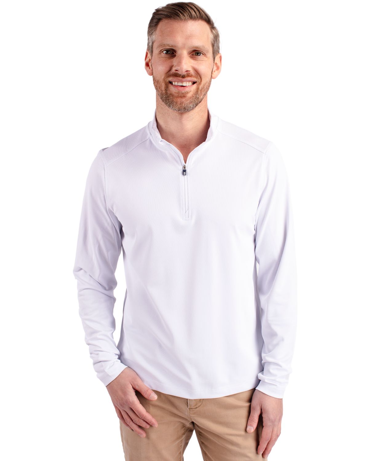 Cutter & Buck Virtue Recycled Featherlight Pique Mens Quarter Zip Pullover - MCK01187