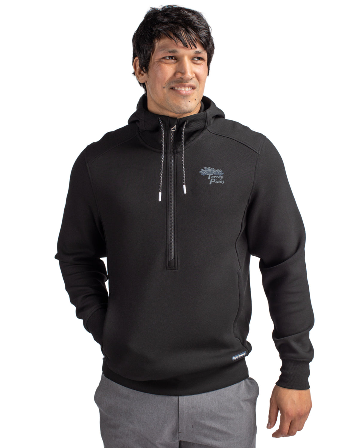 Torrey Pines Cutter & Buck Roam Recycled Buttery-Soft Knit Mens Half Zip Hooded Pullover - MCK01279-35492