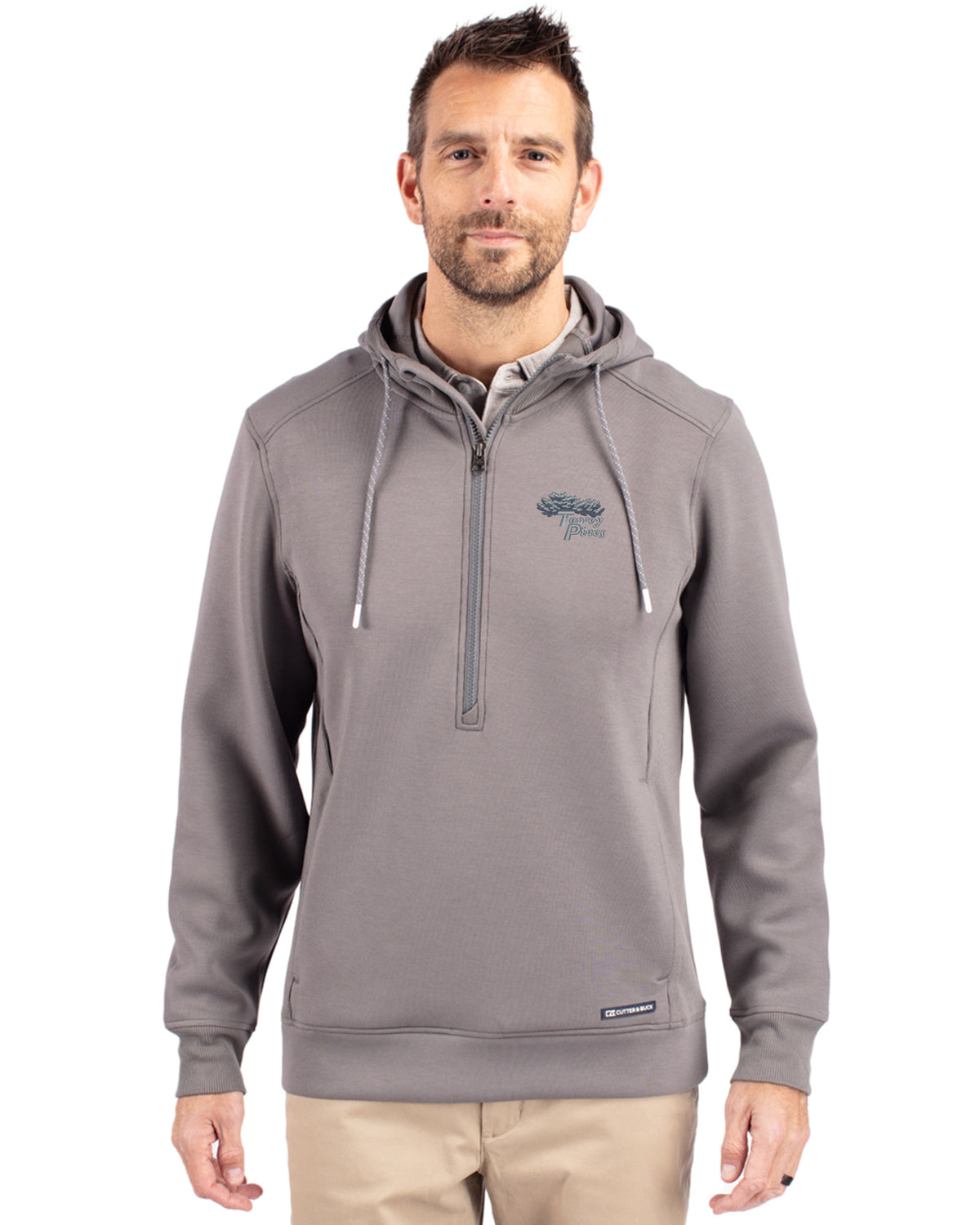 Torrey Pines Cutter & Buck Roam Recycled Buttery-Soft Knit Mens Half Zip Hooded Pullover - MCK01279-35492