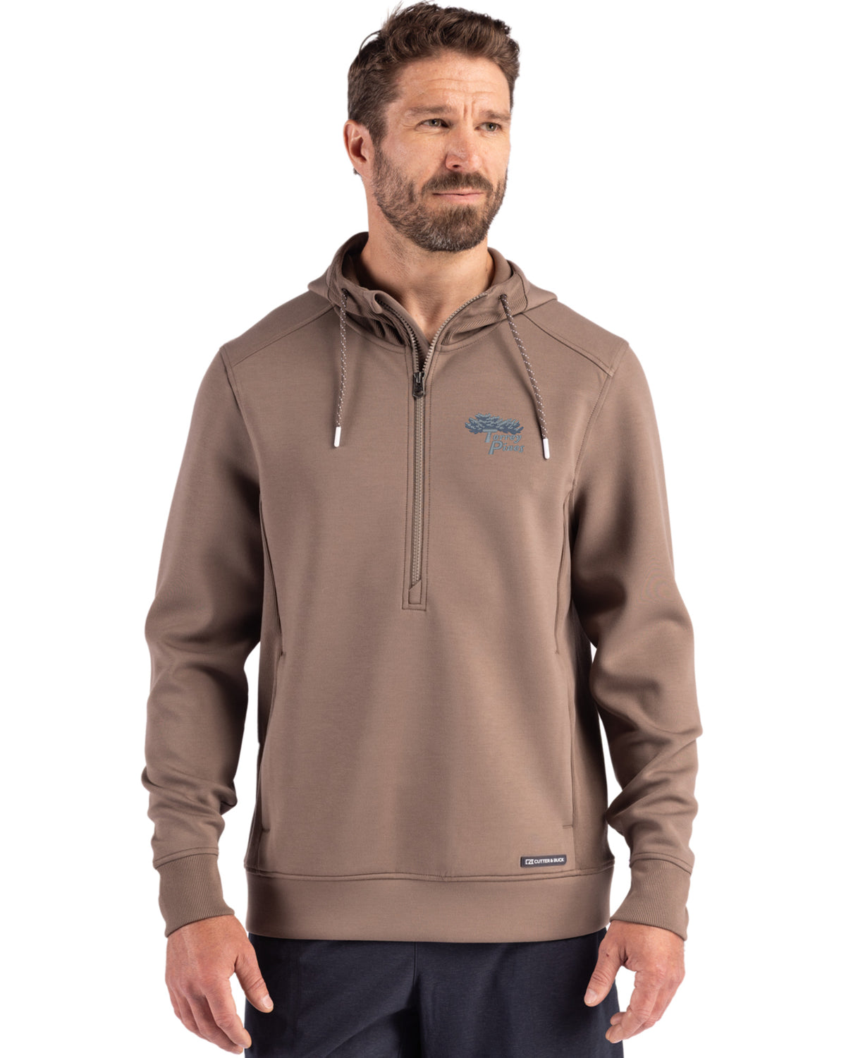 Torrey Pines Cutter & Buck Roam Recycled Buttery-Soft Knit Mens Half Zip Hooded Pullover - MCK01279-35492