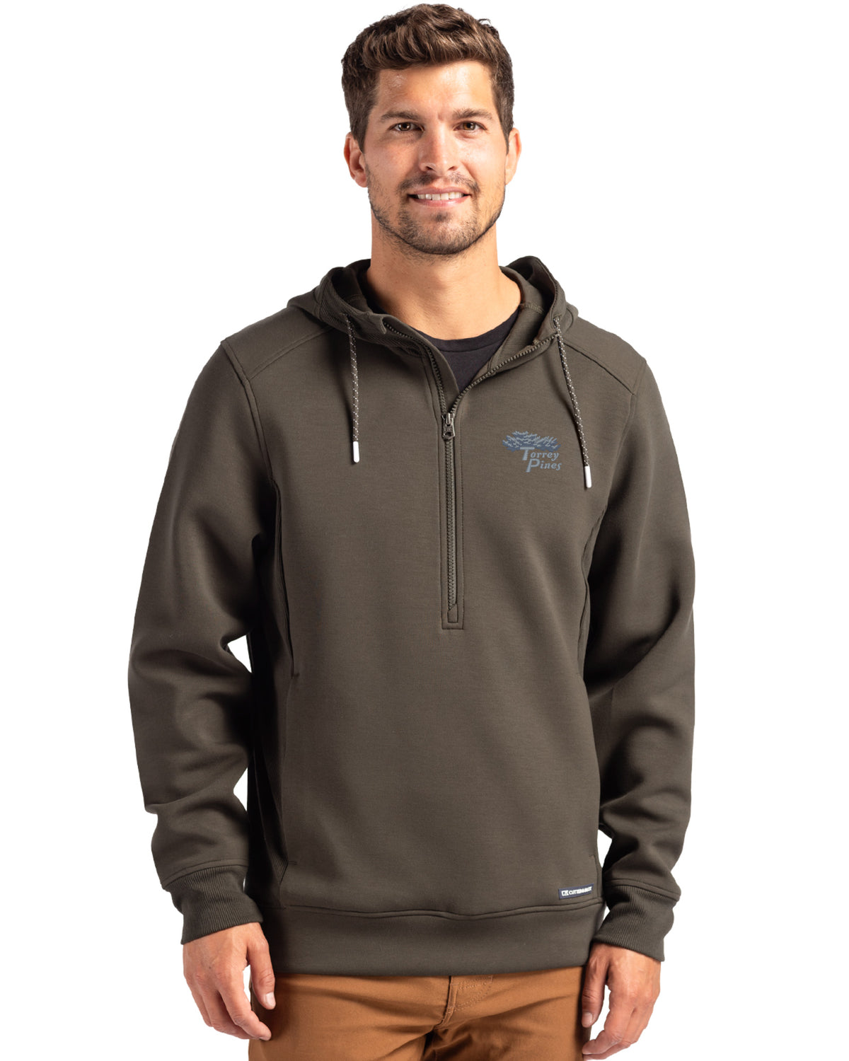 Torrey Pines Cutter & Buck Roam Recycled Buttery-Soft Knit Mens Half Zip Hooded Pullover - MCK01279-35492