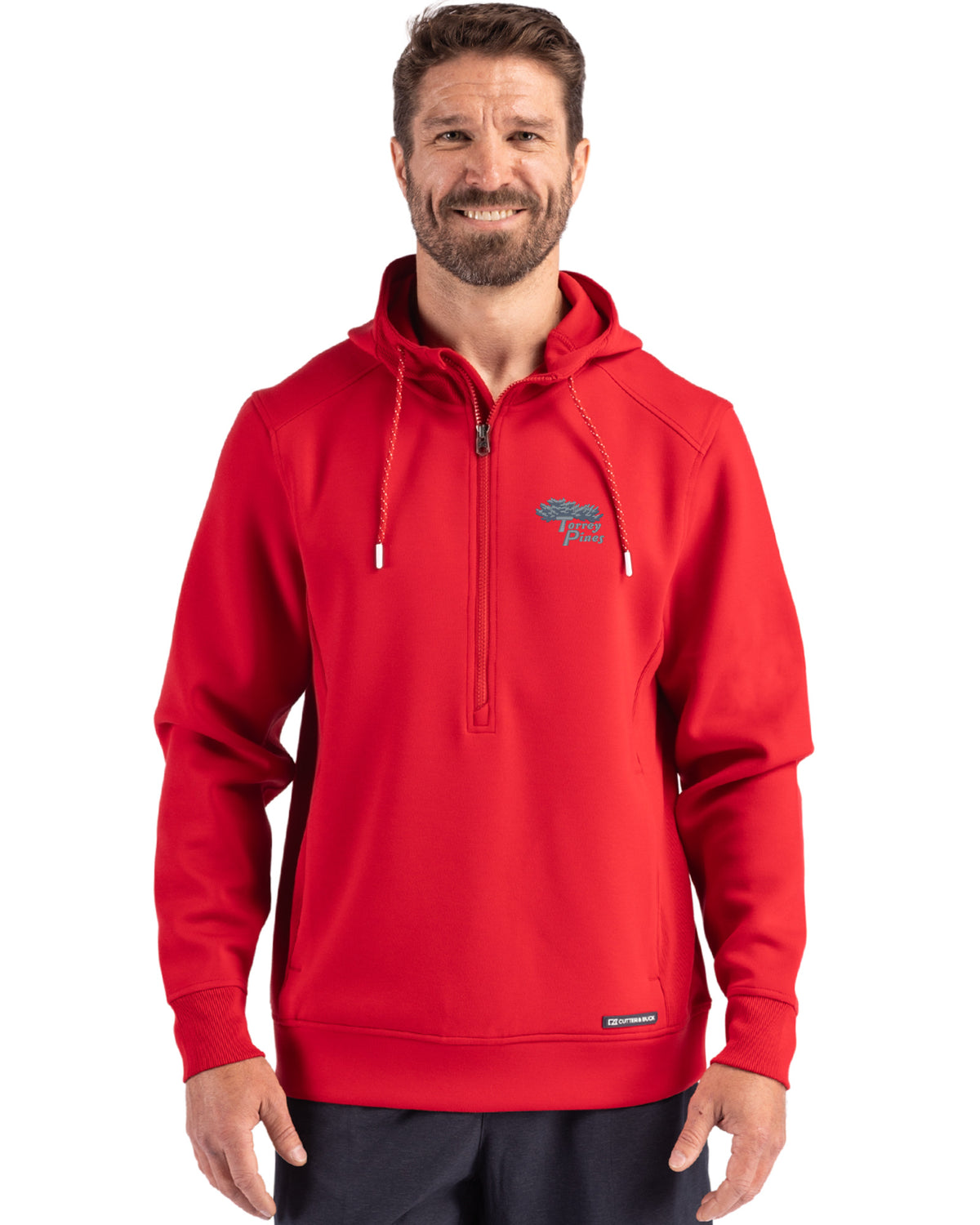 Torrey Pines Cutter & Buck Roam Recycled Buttery-Soft Knit Mens Half Zip Hooded Pullover - MCK01279-35492
