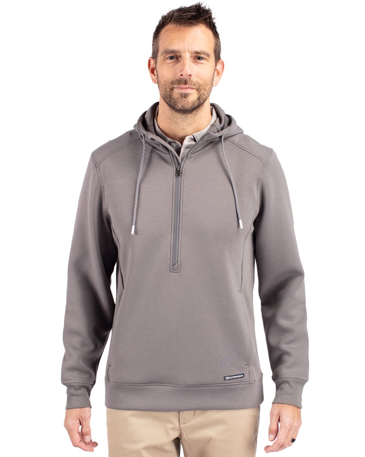 Cutter & Buck Roam Recycled Buttery-Soft Knit Mens Half Zip Hooded Pullover - MCK01279