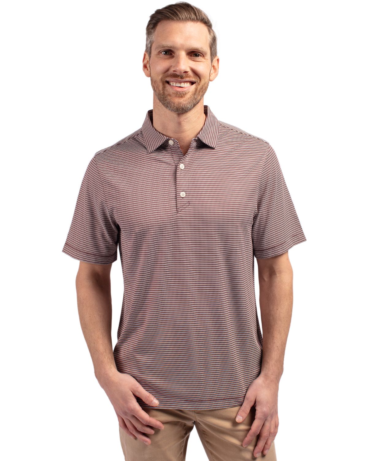 Cutter & Buck Forge Recycled Double Stripe Four-Way Stretch Mens Polo - MCK01302