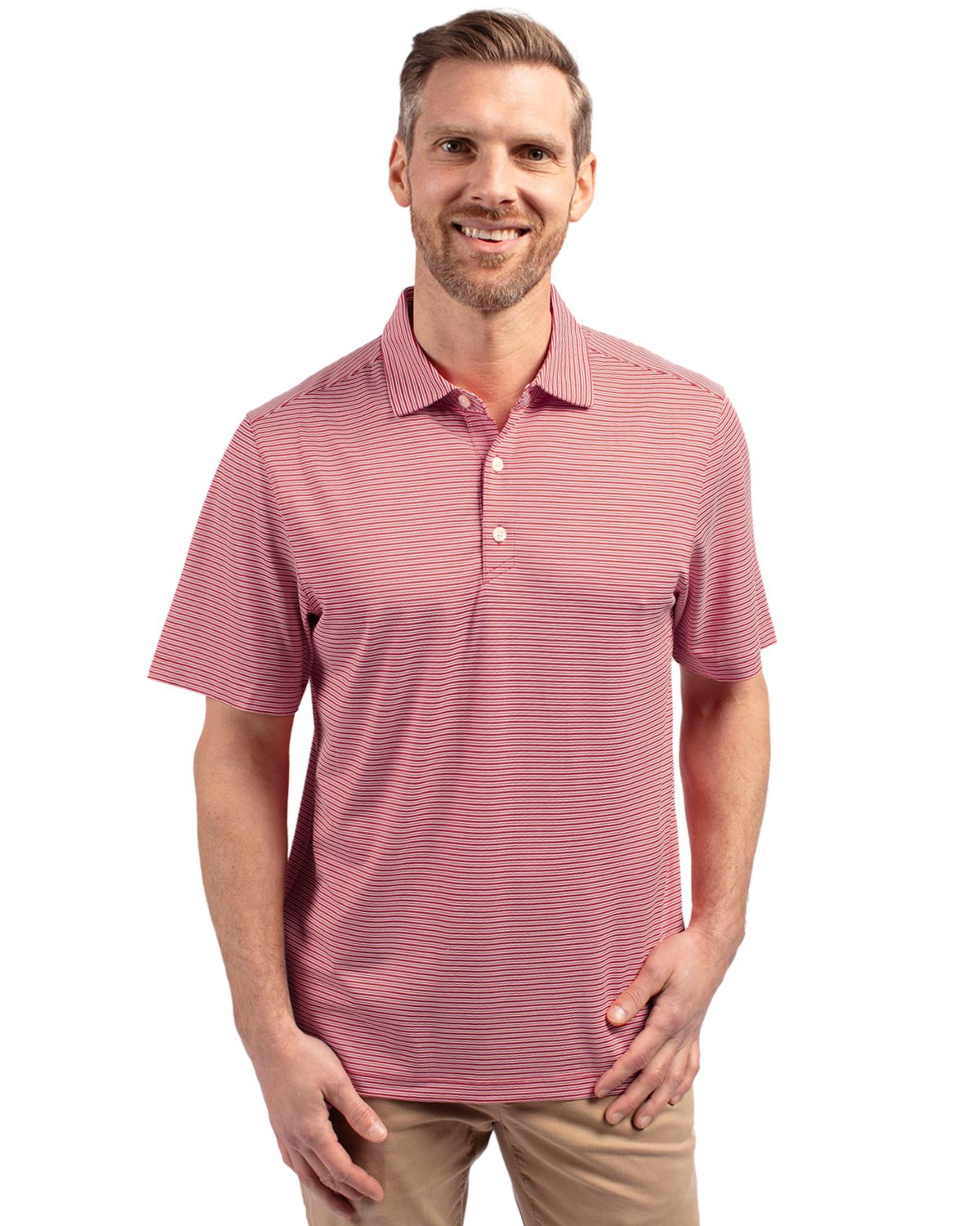 Cutter & Buck Forge Recycled Double Stripe Four-Way Stretch Mens Polo - MCK01302