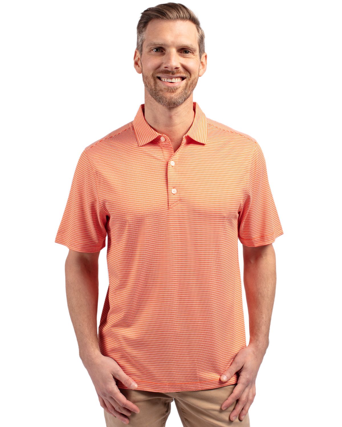 Cutter & Buck Forge Recycled Double Stripe Four-Way Stretch Mens Polo - MCK01302