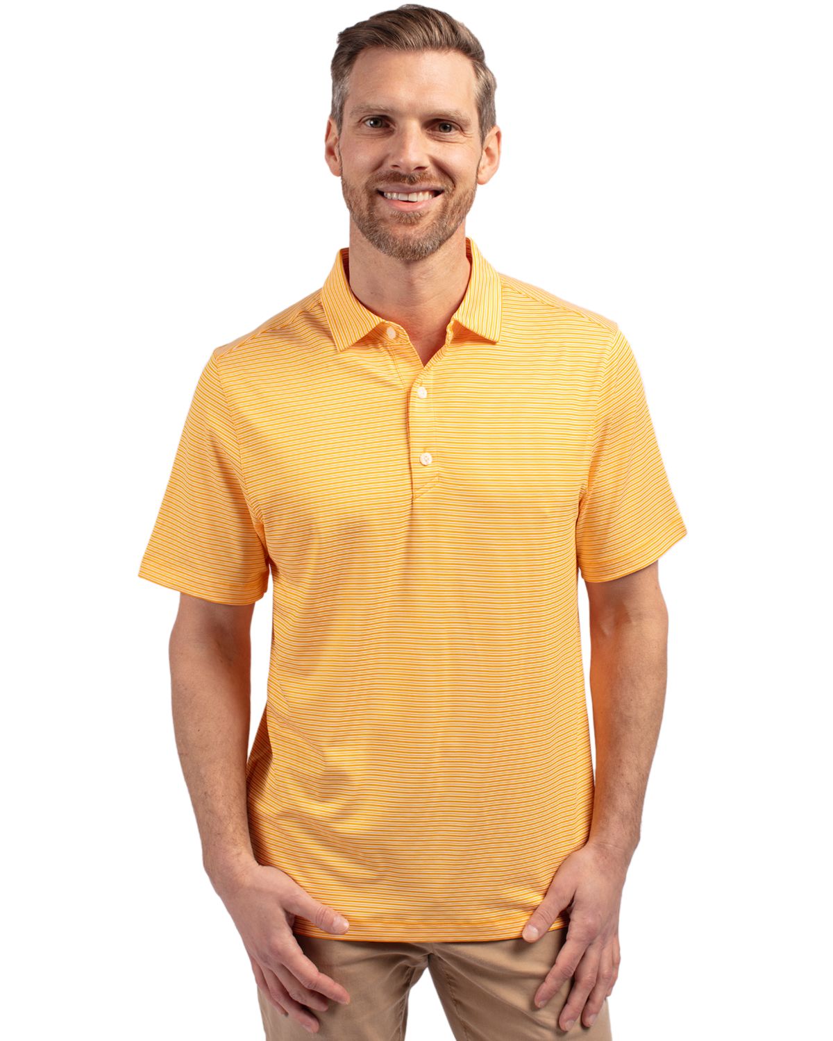 Cutter & Buck Forge Recycled Double Stripe Four-Way Stretch Mens Polo - MCK01302