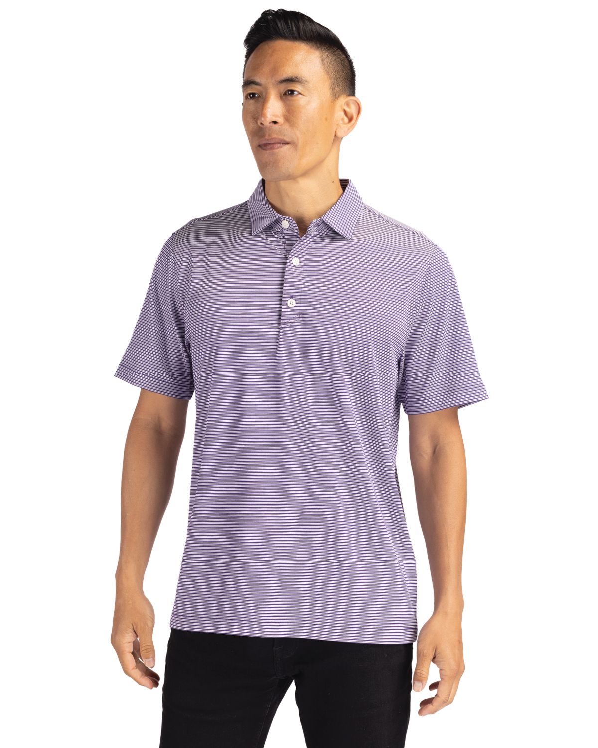 Cutter & Buck Forge Recycled Double Stripe Four-Way Stretch Mens Polo - MCK01302