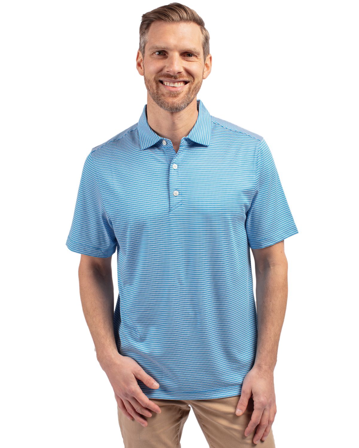 Cutter & Buck Forge Recycled Double Stripe Four-Way Stretch Mens Polo - MCK01302