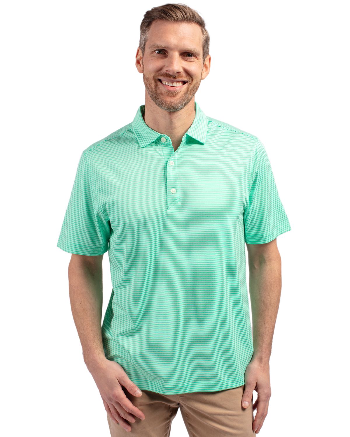 Cutter & Buck Forge Recycled Double Stripe Four-Way Stretch Mens Polo - MCK01302