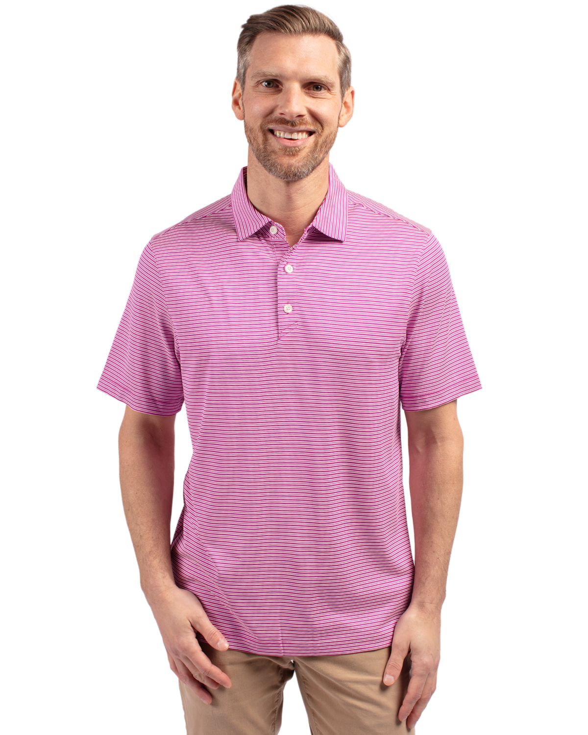 Cutter & Buck Forge Recycled Double Stripe Four-Way Stretch Mens Polo - MCK01302