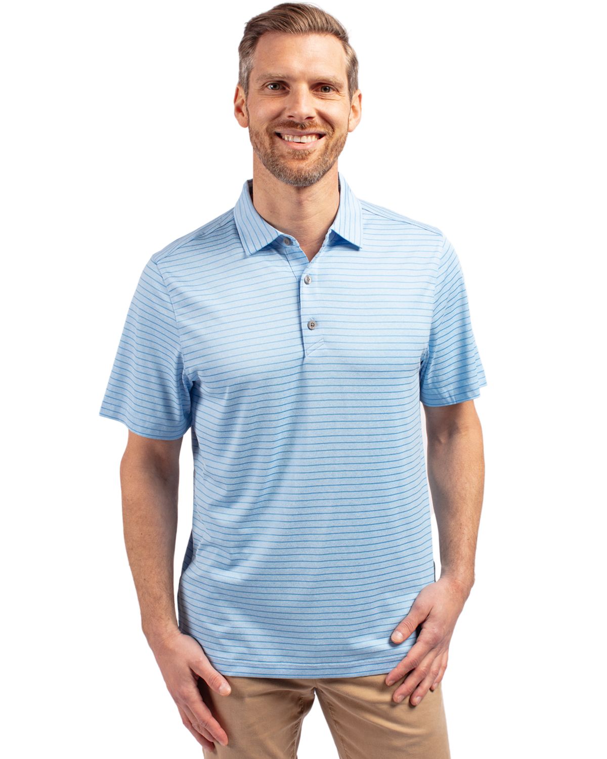 Cutter & Buck Forge Recycled Heather Stripe Four-Way Stretch Mens Big & Tall Polo - BCK01303