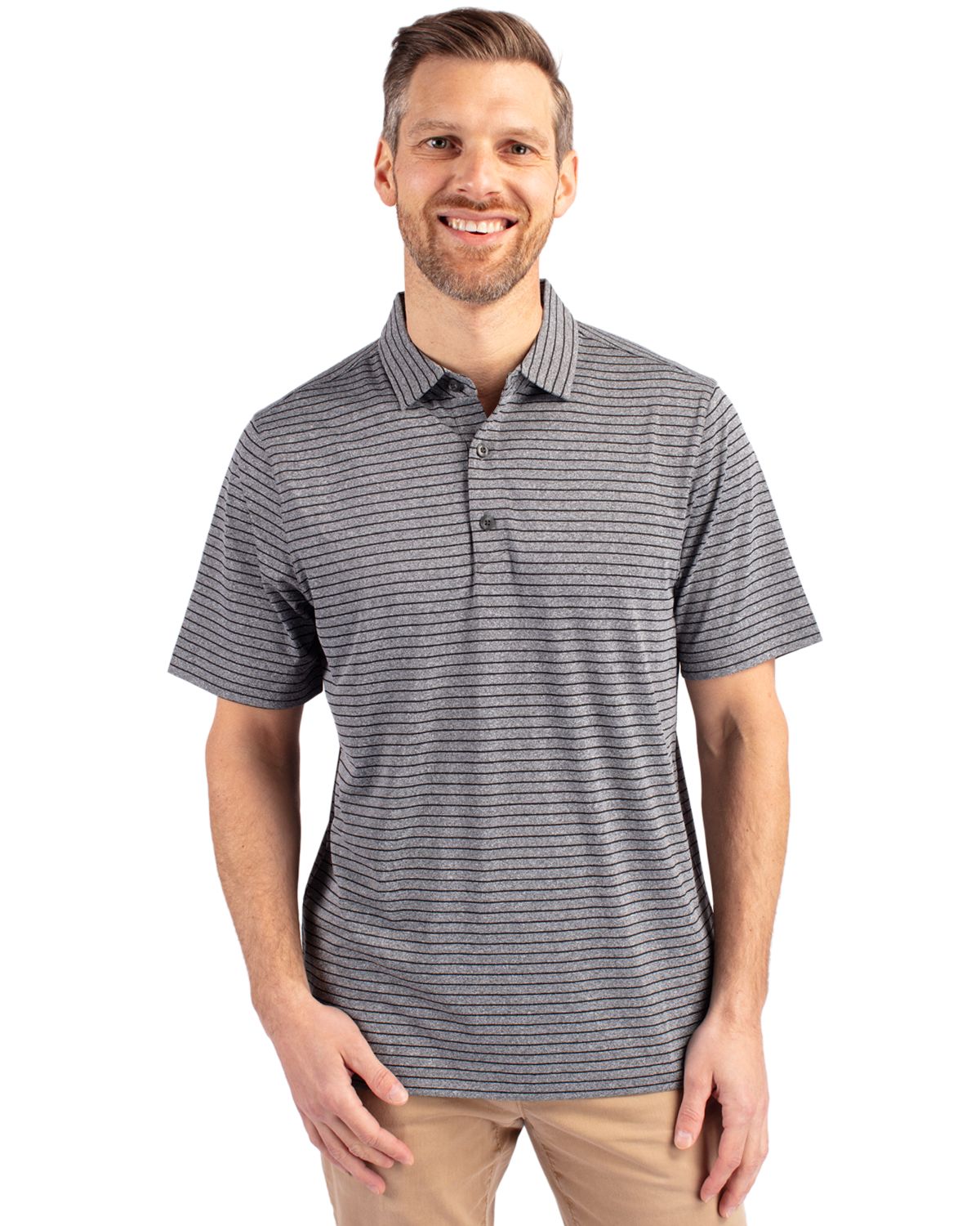 Cutter & Buck Forge Recycled Heather Stripe Four-Way Stretch Mens Big & Tall Polo - BCK01303