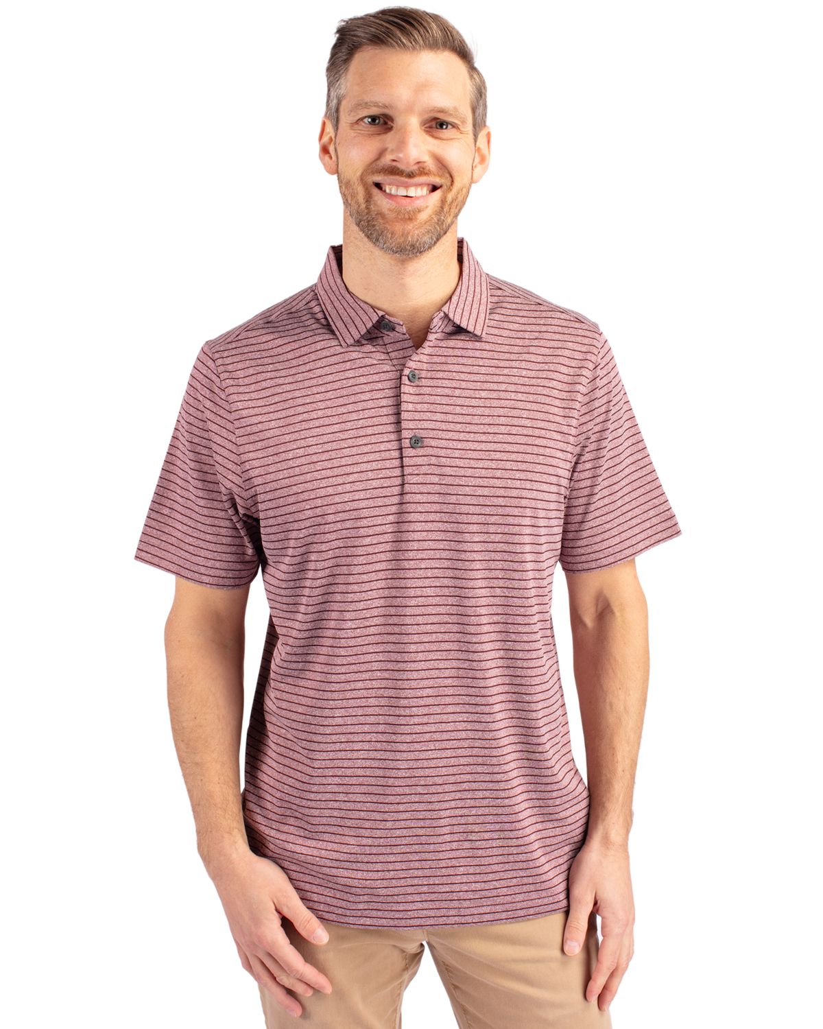 Cutter & Buck Forge Recycled Heather Stripe Four-Way Stretch Mens Polo - MCK01303