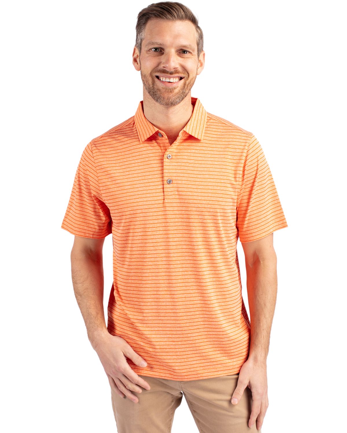 Cutter & Buck Forge Recycled Heather Stripe Four-Way Stretch Mens Polo - MCK01303