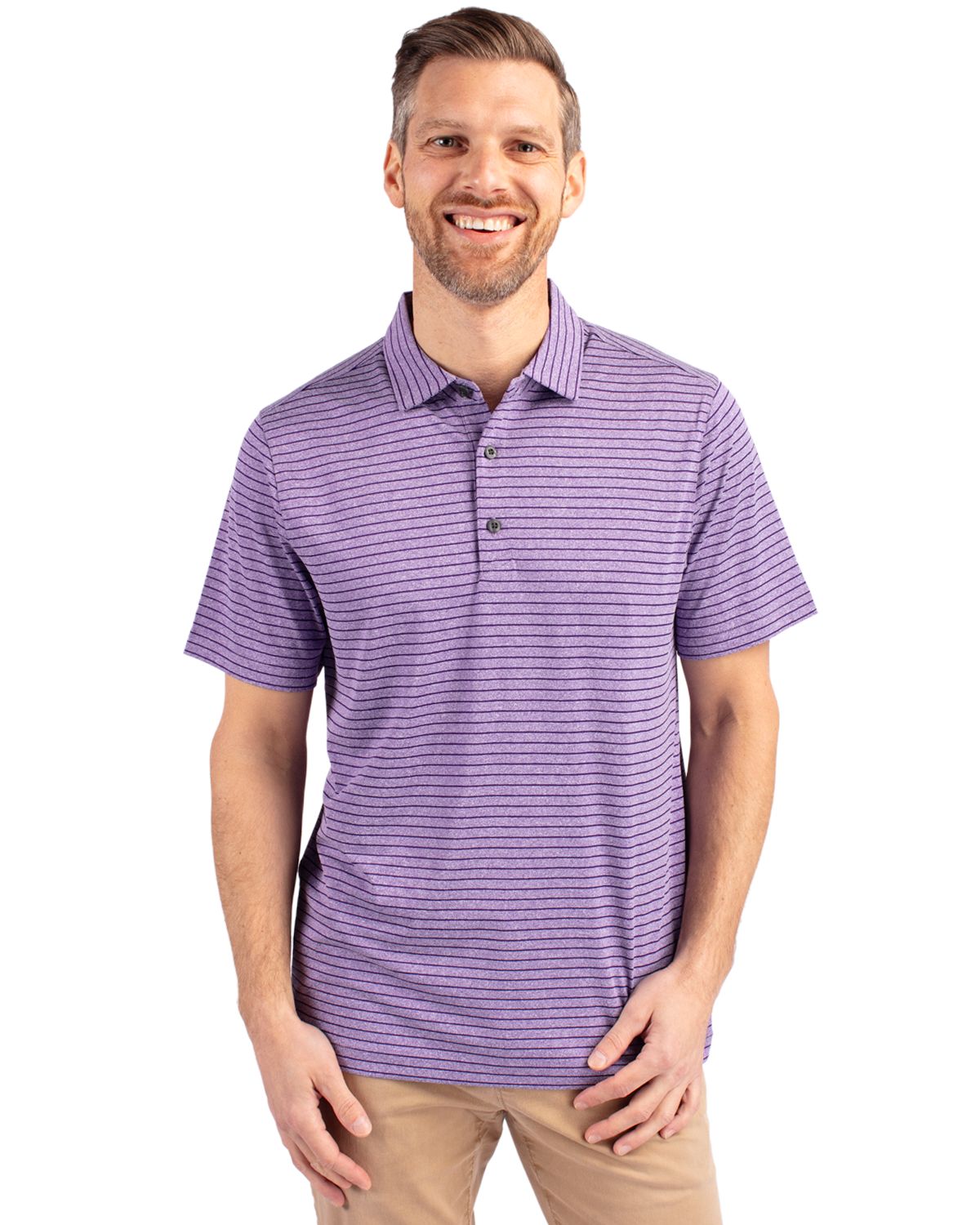Cutter & Buck Forge Recycled Heather Stripe Four-Way Stretch Mens Polo - MCK01303