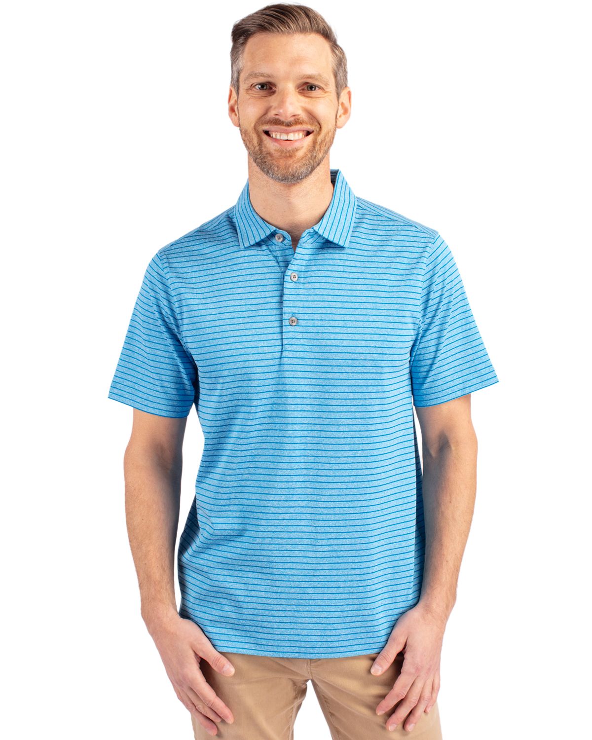 Cutter & Buck Forge Recycled Heather Stripe Four-Way Stretch Mens Polo - MCK01303
