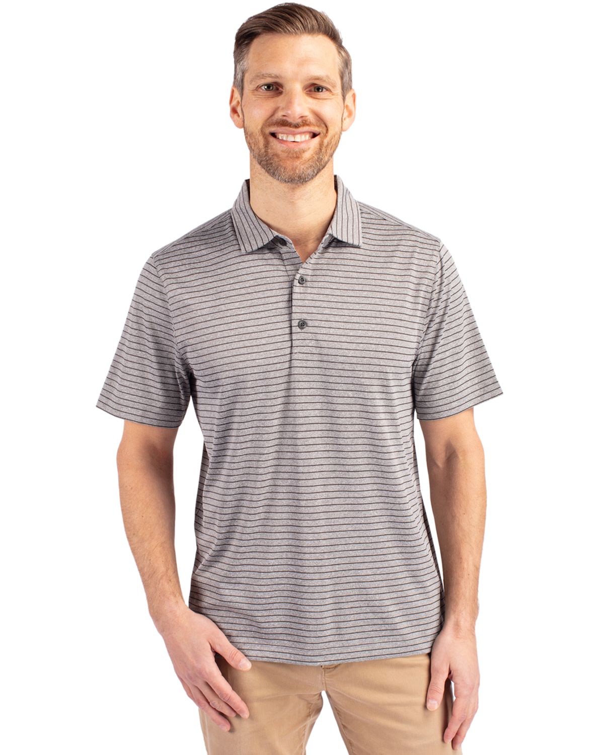 Cutter & Buck Forge Recycled Heather Stripe Four-Way Stretch Mens Polo - MCK01303