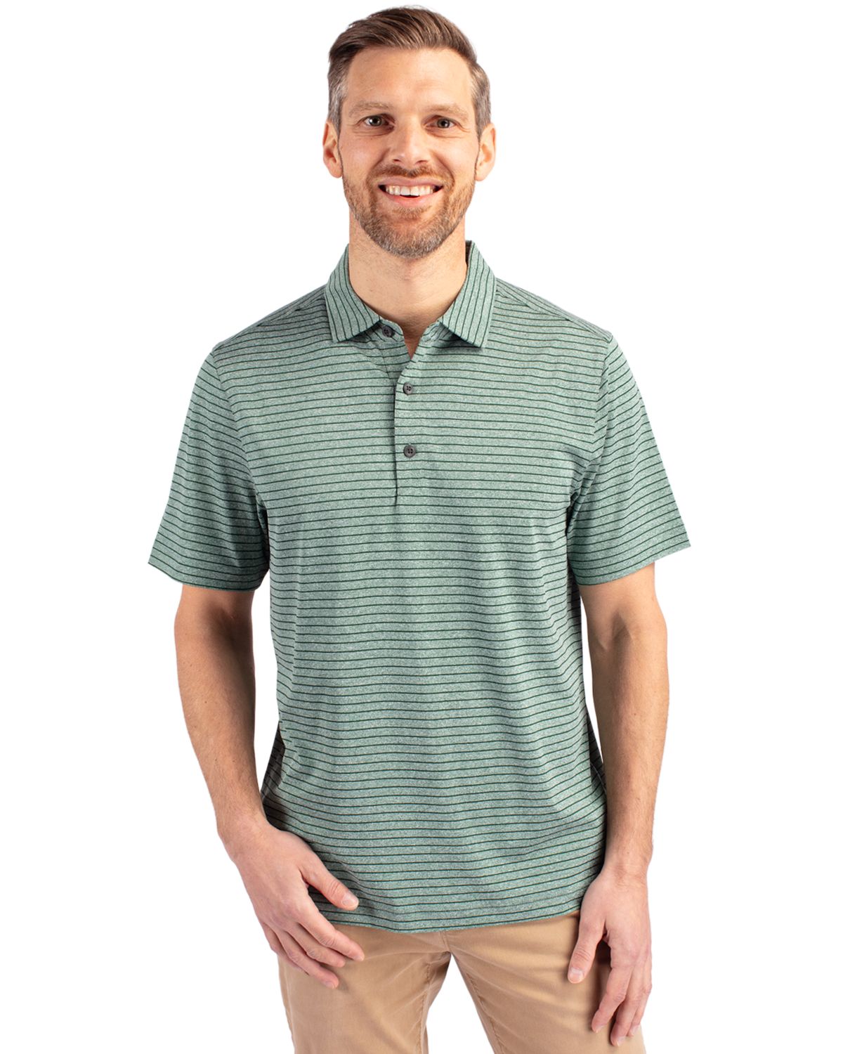 Cutter & Buck Forge Recycled Heather Stripe Four-Way Stretch Mens Polo - MCK01303