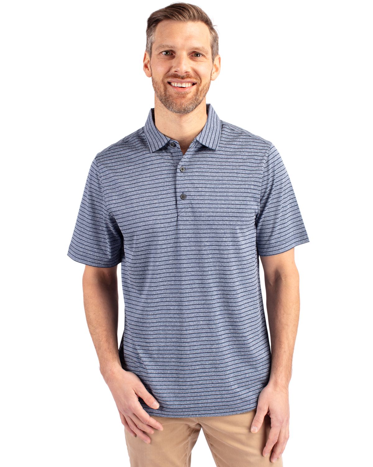 Cutter & Buck Forge Recycled Heather Stripe Four-Way Stretch Mens Polo - MCK01303