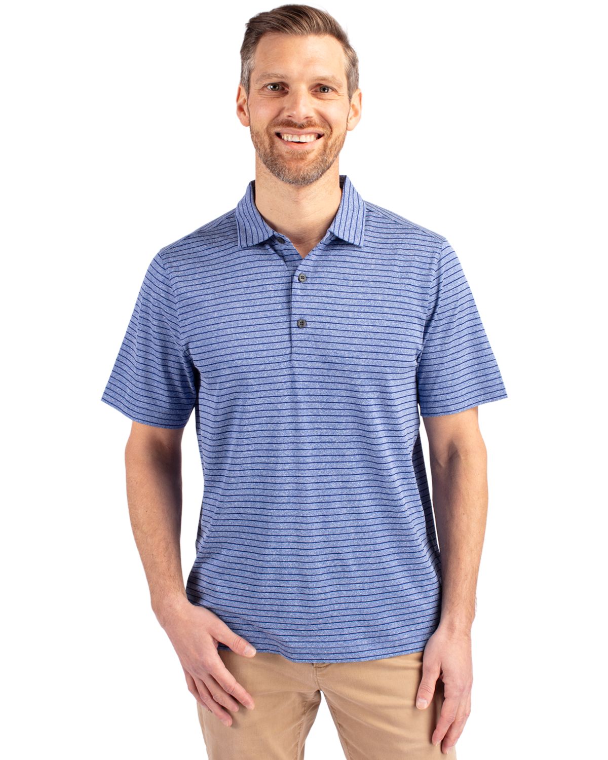 Cutter & Buck Forge Recycled Heather Stripe Four-Way Stretch Mens Big & Tall Polo - BCK01303