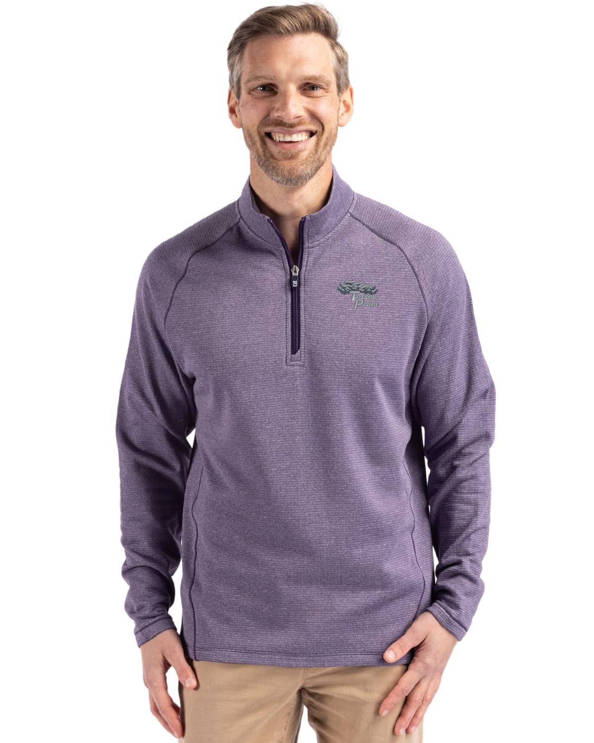 Torrey Pines Cutter & Buck Peshastin Recycled Grid Fleece Mens Half Zip Pullover - MCK01325-35492
