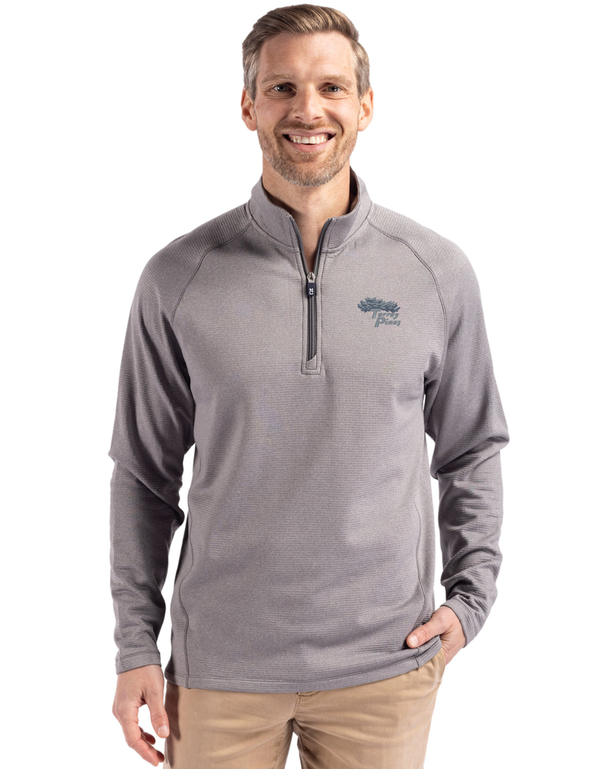 Torrey Pines Cutter & Buck Peshastin Recycled Grid Fleece Mens Half Zip Pullover - MCK01325-35492