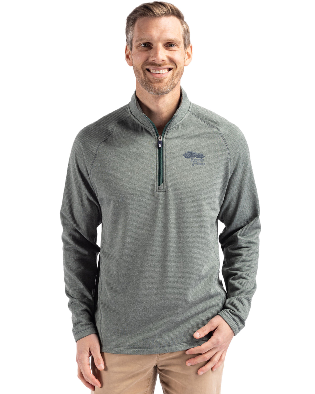 Torrey Pines Cutter & Buck Peshastin Recycled Grid Fleece Mens Half Zip Pullover - MCK01325-35492