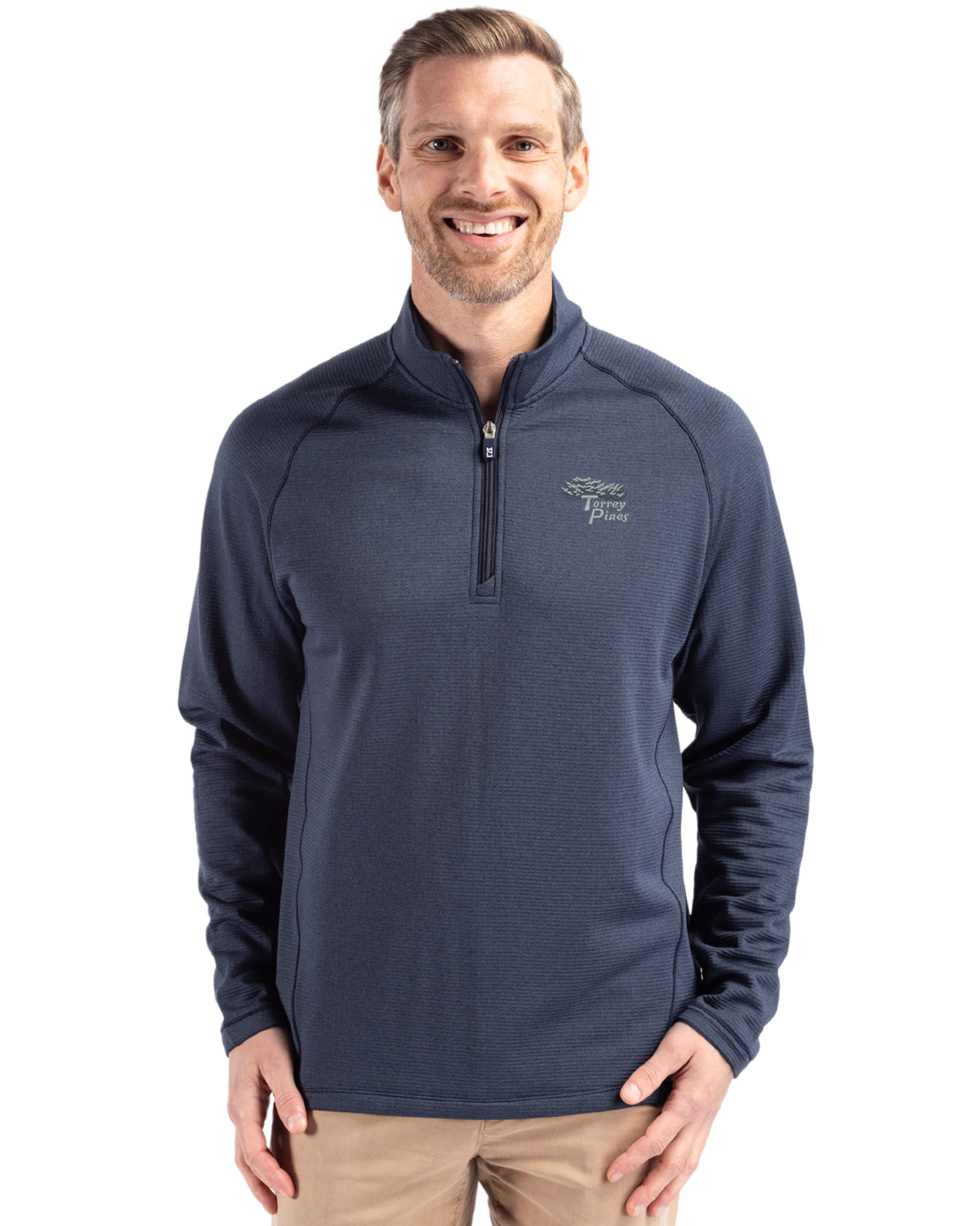 Torrey Pines Cutter & Buck Peshastin Recycled Grid Fleece Mens Half Zip Pullover - MCK01325-35492