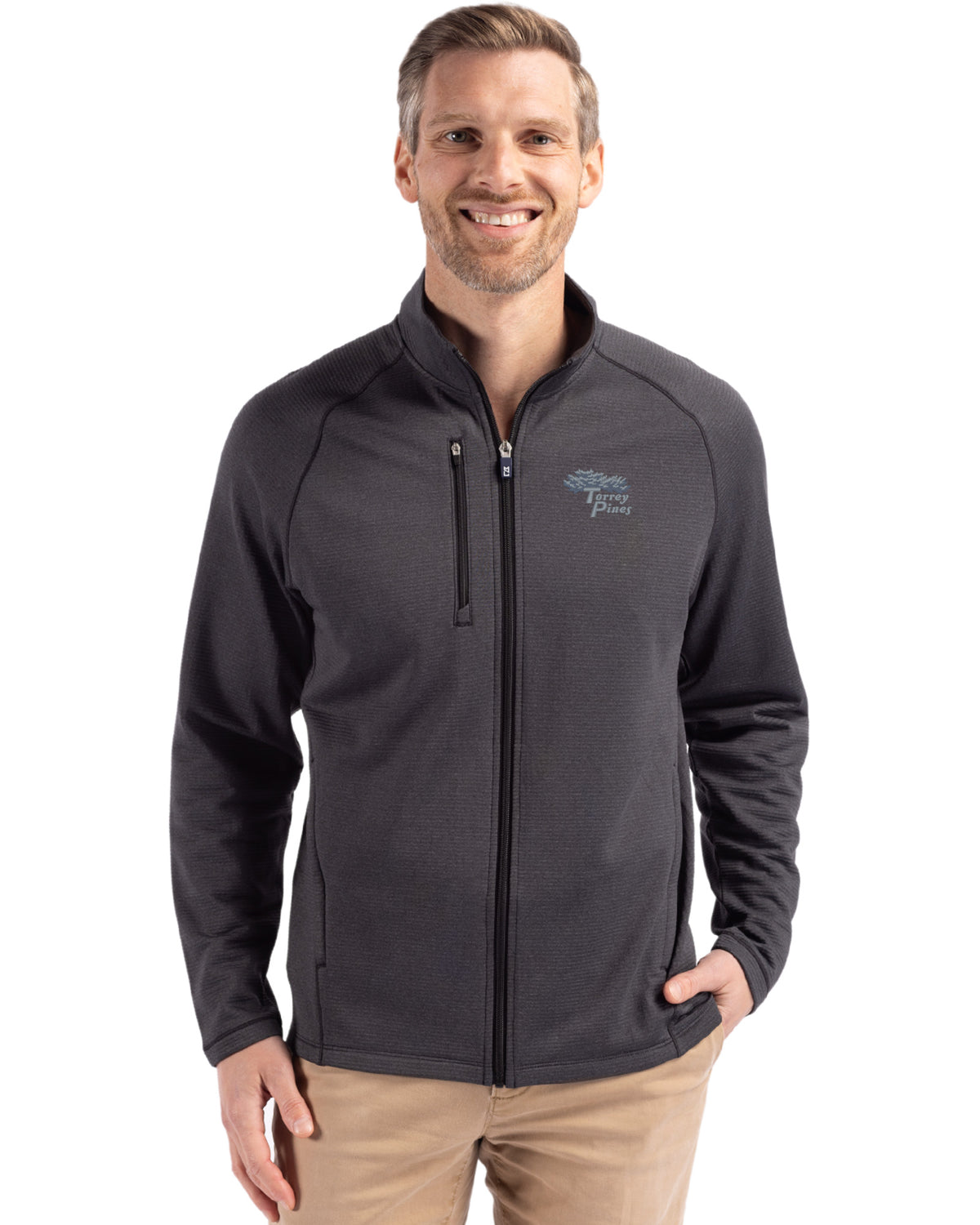 Torrey Pines Cutter & Buck Peshastin Recycled Grid Fleece Mens Full Zip Jacket - MCK01326-35492
