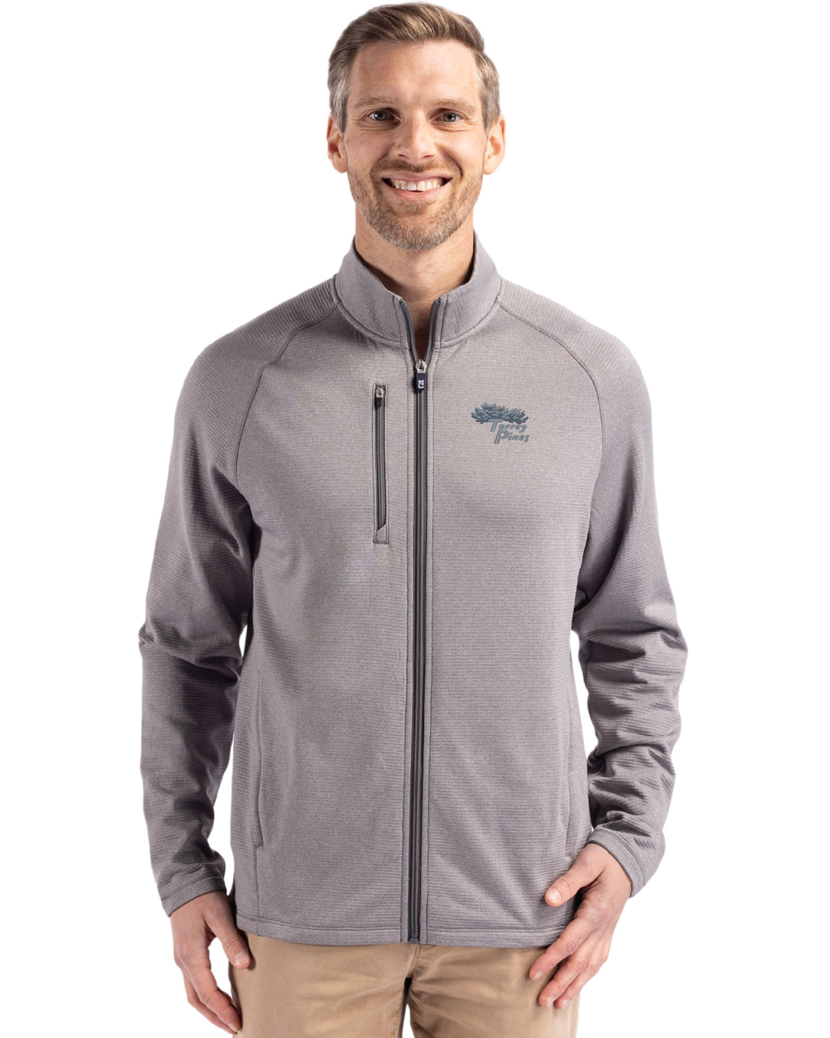 Torrey Pines Cutter & Buck Peshastin Recycled Grid Fleece Mens Full Zip Jacket - MCK01326-35492