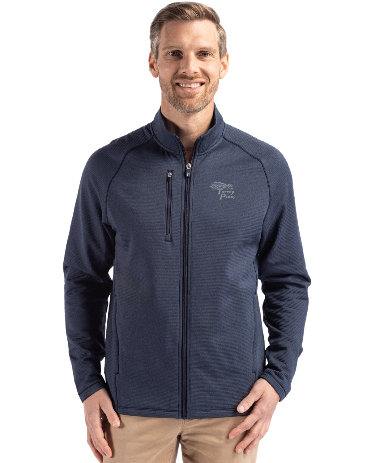 Torrey Pines Cutter & Buck Peshastin Recycled Grid Fleece Mens Full Zip Jacket - MCK01326-35492