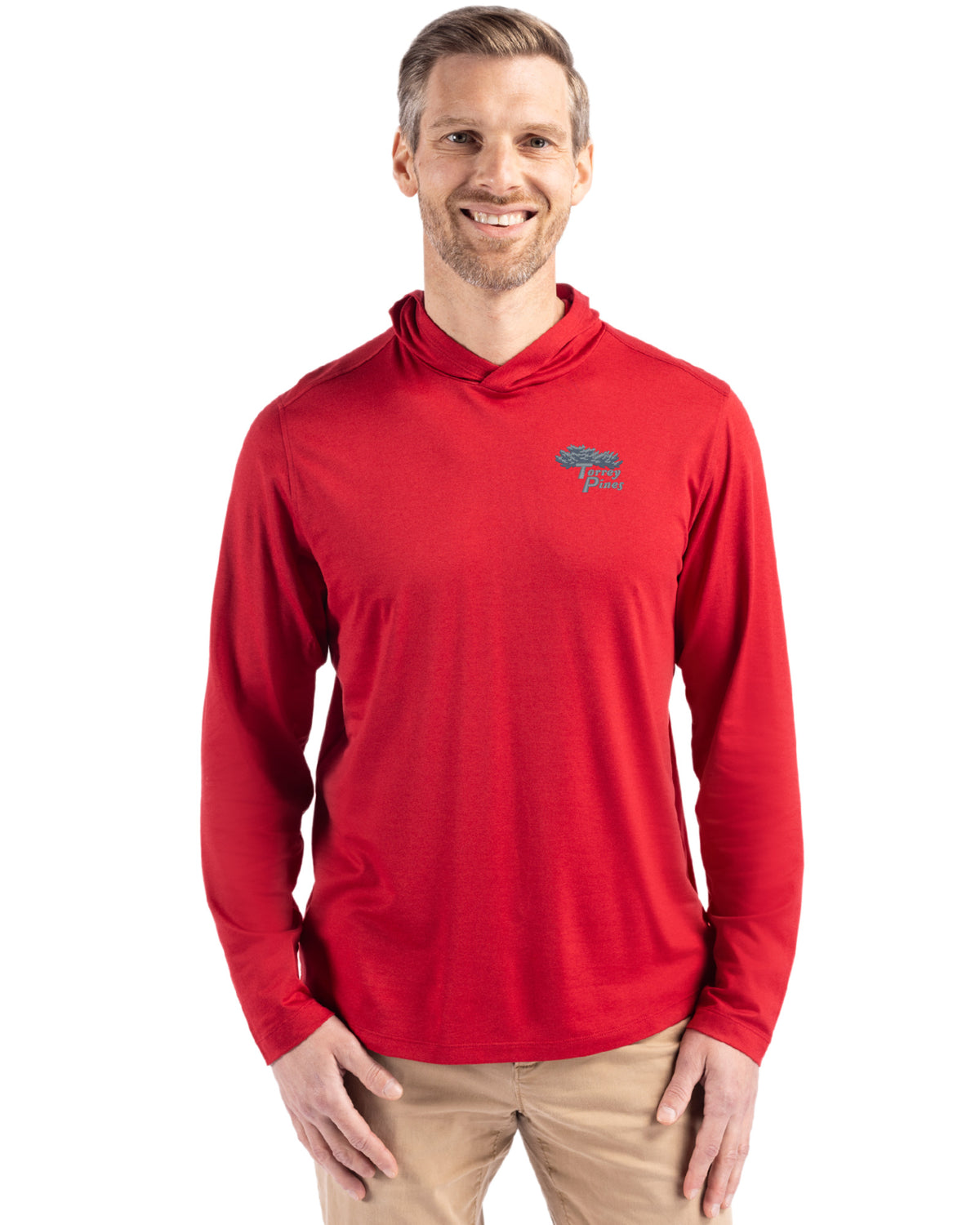 Torrey Pines Cutter & Buck Coastline Recycled Double Peached Mens Hooded Pullover - MCK01330-35492